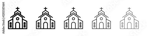 Church icon set in different stroke sizes