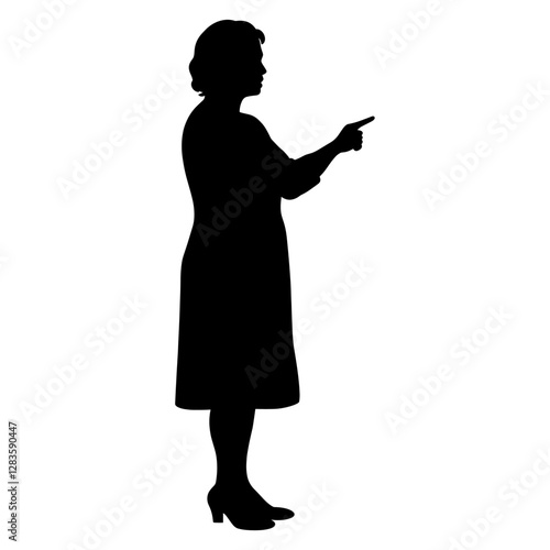 Woman pointing finger silhouette illustration black vector