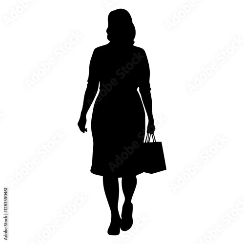 Woman shopping silhouette illustration black vector