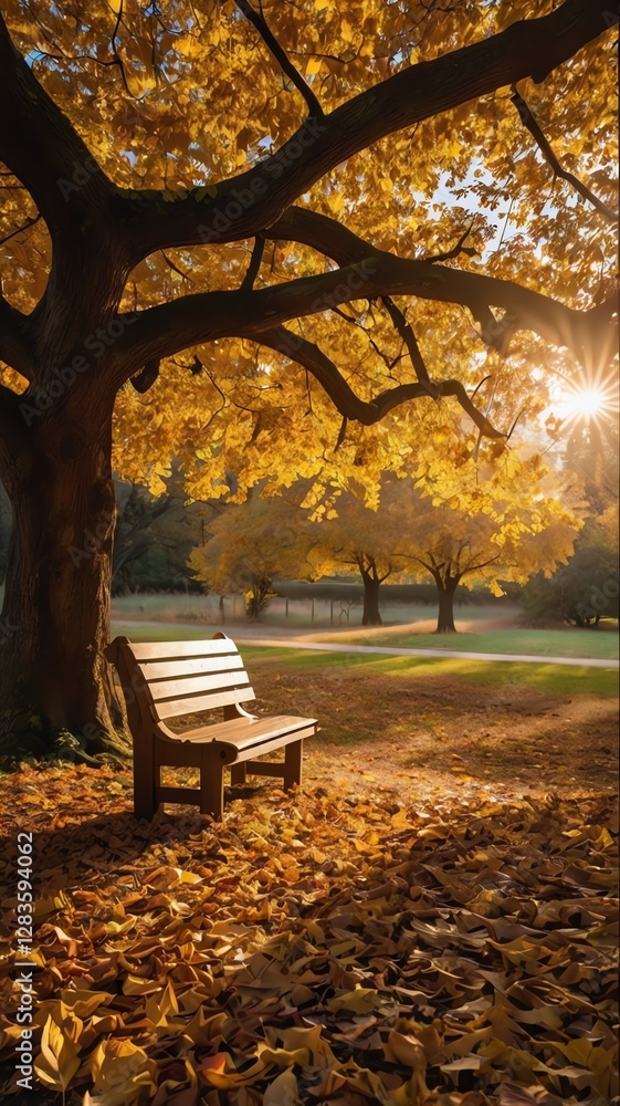 bench in autumn park bench in autumn park