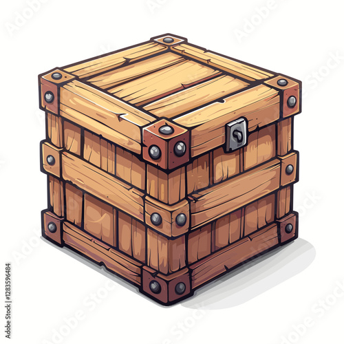 wooden chest isolated on white