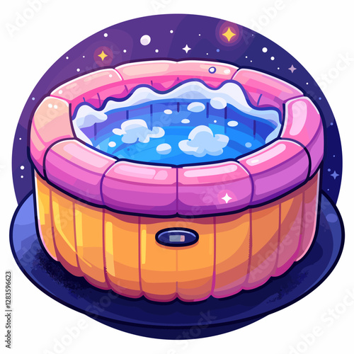 Hot tub in cartoon style. Vector illustration isolated on white background.