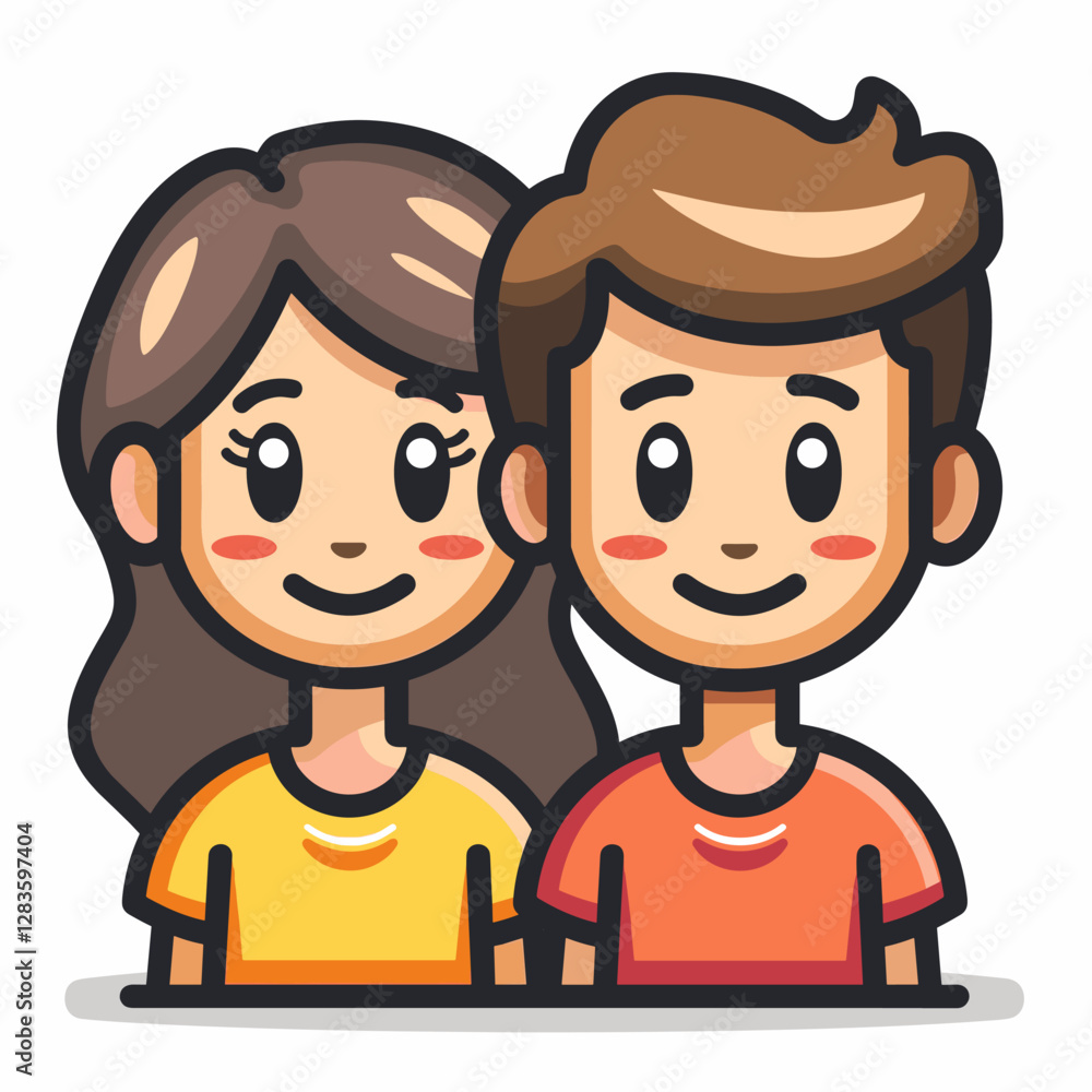couple of cute boy and girl cartoon vector graphic design illustration flat couple of cute boy and girl cartoon vector graphic design illustration flat