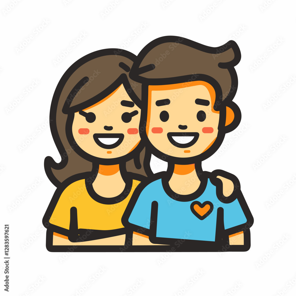 Couple in love. Smiling boy and girl. Vector illustration Couple in love. Smiling boy and girl. Vector illustration