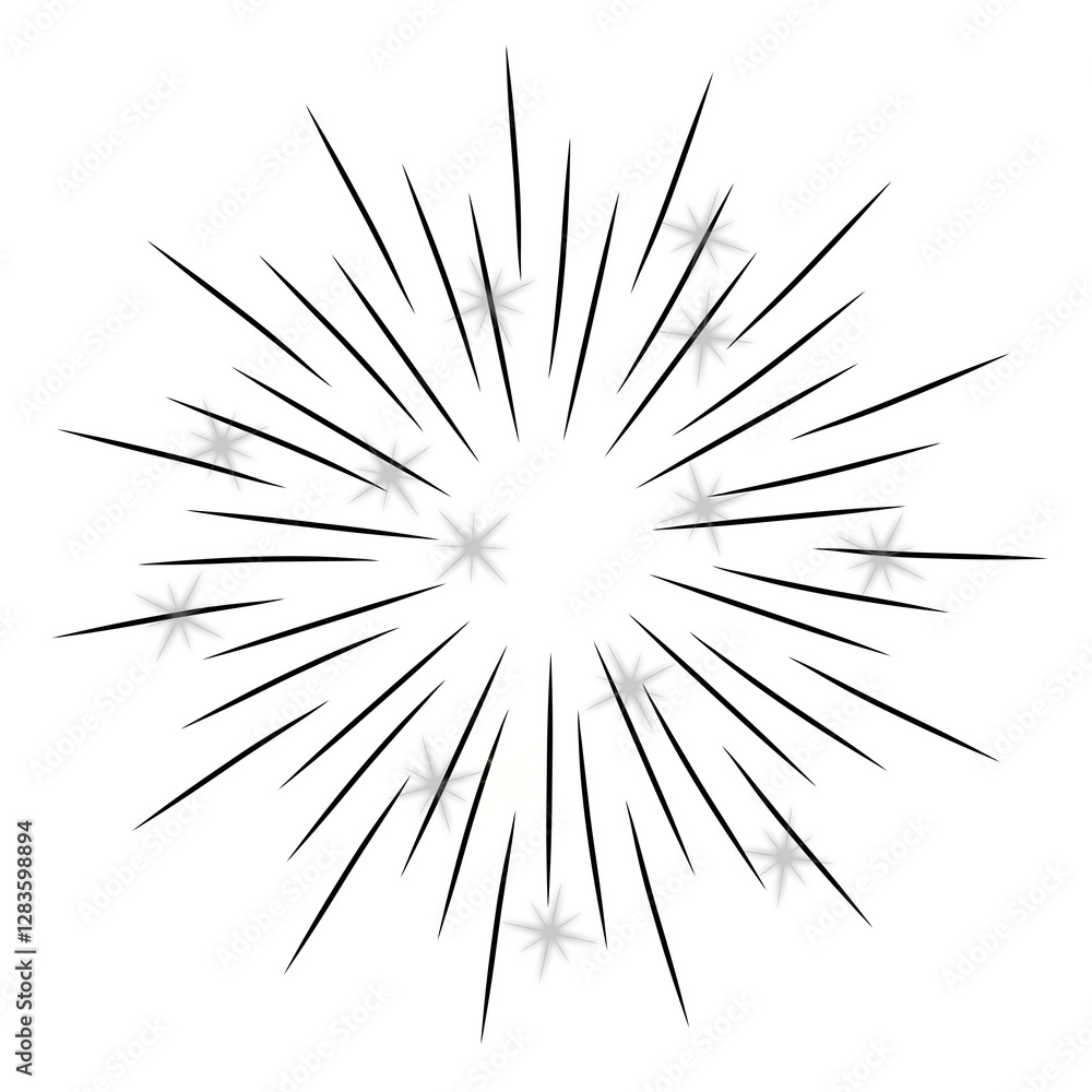 Hand-drawn rays and explosion. Doodle brush ornament lines and surprise symbol. Sun burst, shocked frame, shine starburst elements on white background Hand-drawn rays and explosion. Doodle brush ornament lines and surprise symbol. Sun burst, shocked frame, shine starburst elements on white background