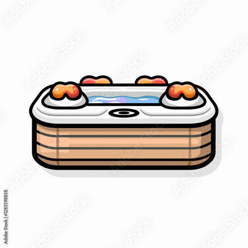 Hot tub in cartoon style. Vector illustration isolated on white background.