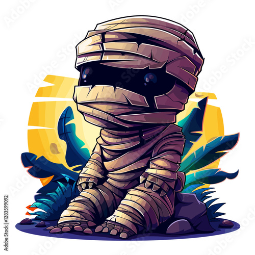 little cute mummy vector illustration cartoon character