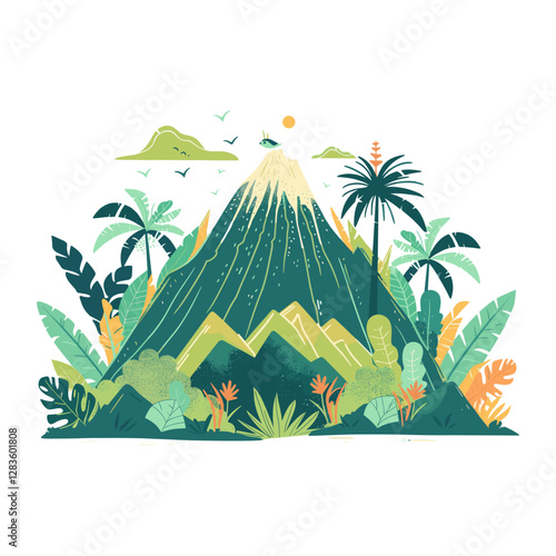 Mountain in jungle animal illustration vegetation nature vector