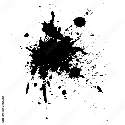 Simple real ink splatter black silhouette expression vector