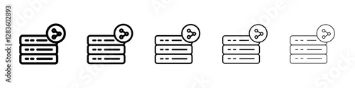 Shared hosting icon set in different stroke sizes