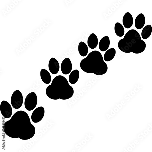 Animal paws in a line silhouette vector illustration 