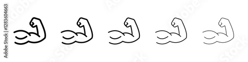 Strong hand icon set in different stroke sizes