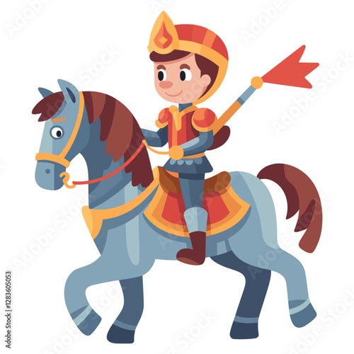 Knight riding horse illustration cartoon child vector