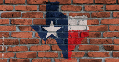 Graffiti paint of texas flag on rustic brick wall