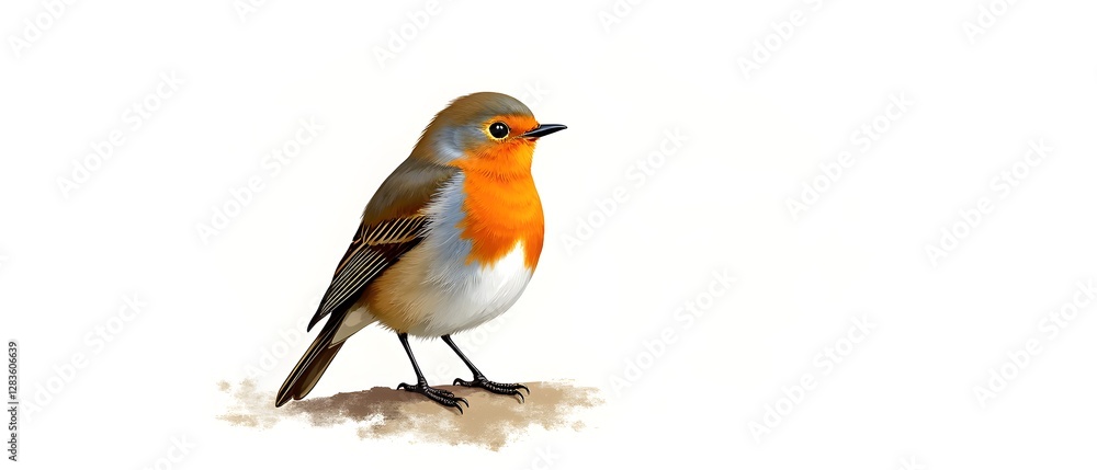 Fototapeta premium Detailed Robin Illustration on Textured Background
