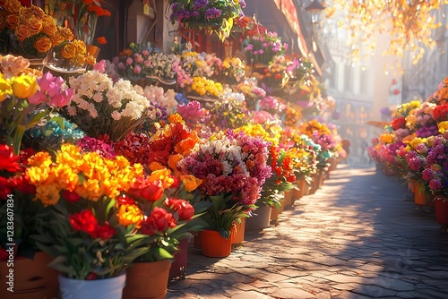 Wallpaper Mural Fresh flower stalls in the market under the sunshine Torontodigital.ca