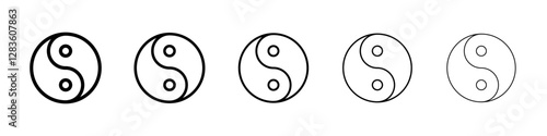 Yin yang icon set in different stroke sizes