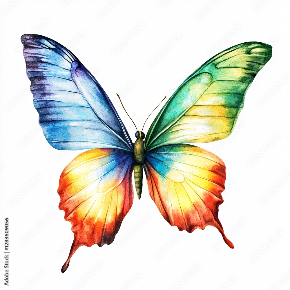 Fototapeta premium A butterfly with intricate patterns on its wings is perched on a white surface