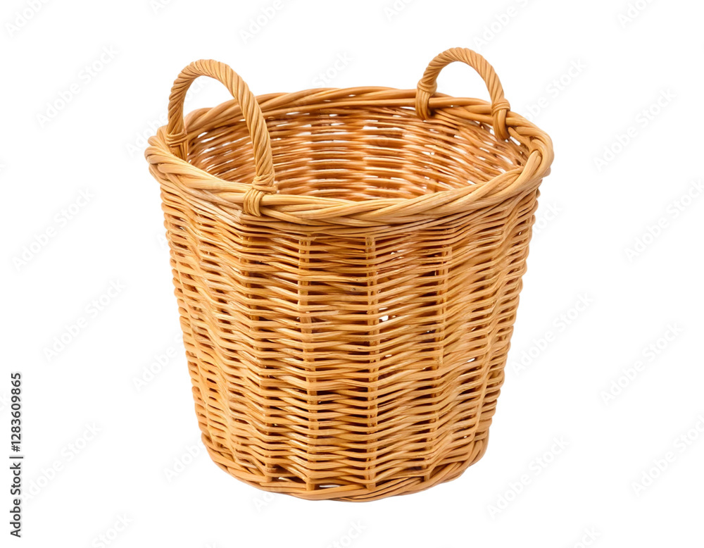 Empty wicker basket isolated on transparent background Empty wicker basket isolated on transparent background