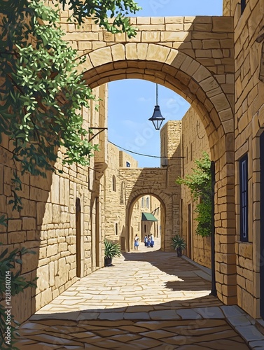 The ancient city arch under the sunshine