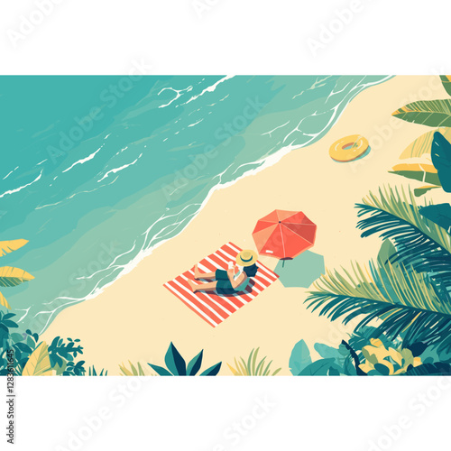 Summer beach sunbathing tropical vacation vector