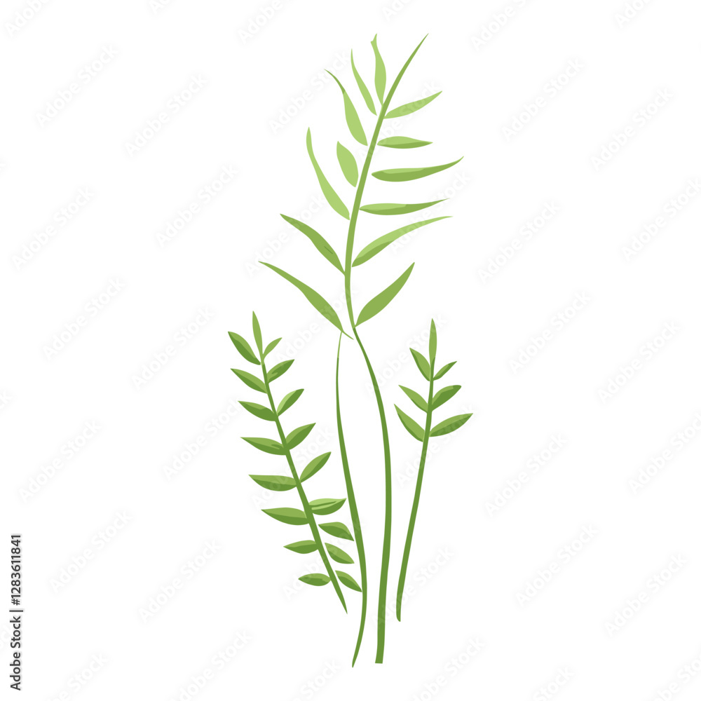Obraz premium Flat vector of wild grass leaves leaf illustration vector