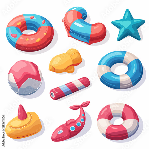set of colorful  summer beach  toys vector illustration 
