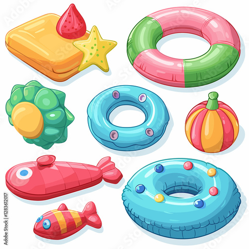 set of colorful  summer beach  toys vector illustration 