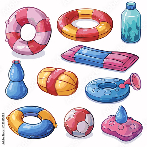 set of colorful  summer beach  toys vector illustration 