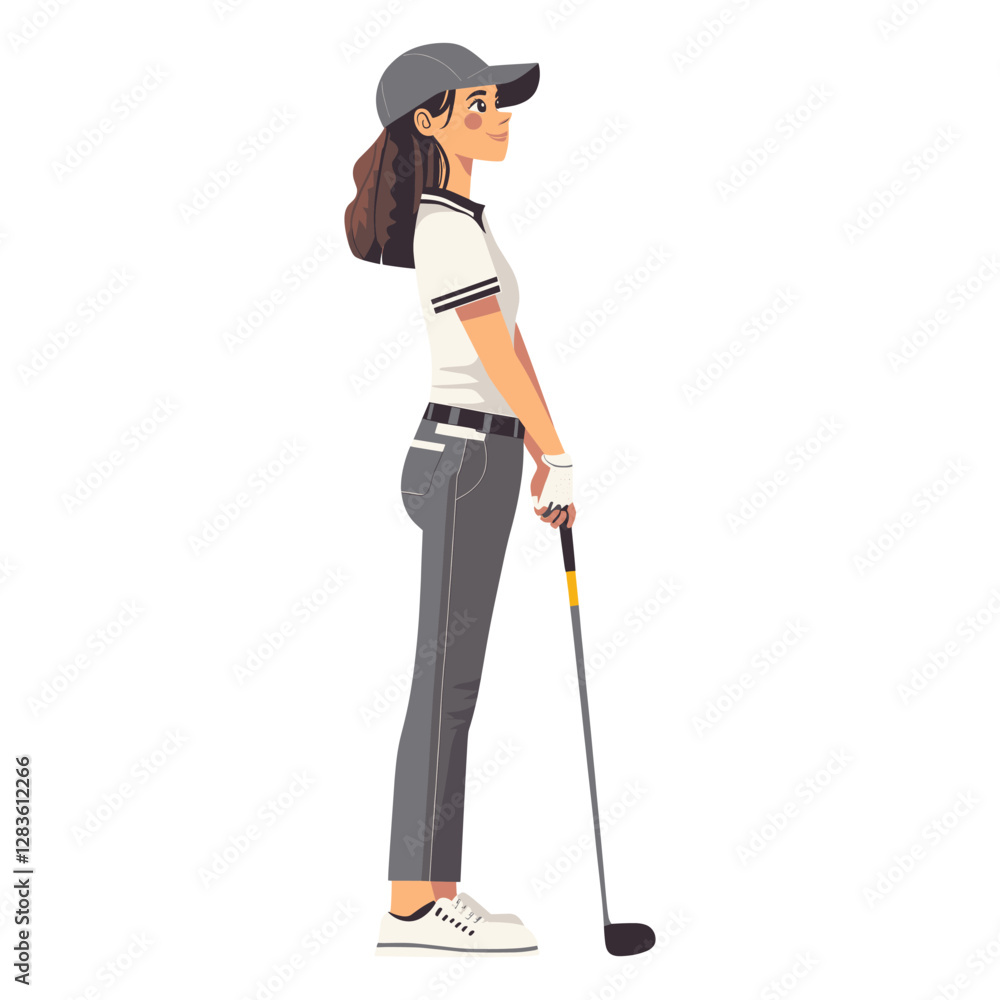Woman golf player illustration female sports vector Woman golf player illustration female sports vector