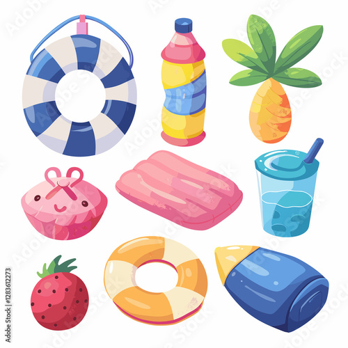 set of colorful  summer beach  toys vector illustration 
