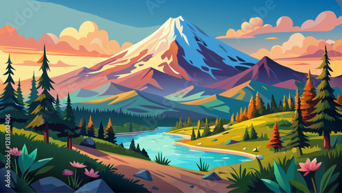 Beautiful Vista of Mount Hood in Oregon, USA.