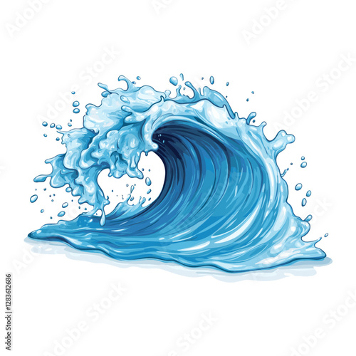 Water curve shape splash illustration ocean blue vector