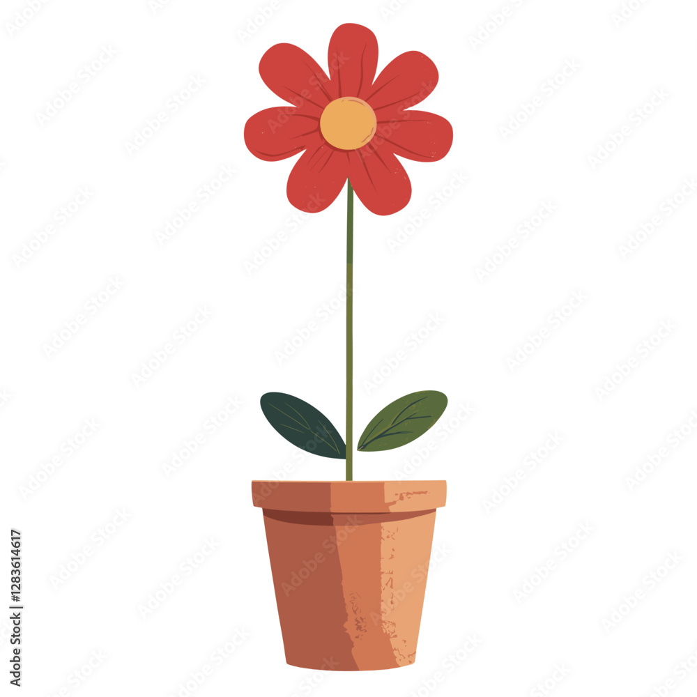 Flower on pot illustration minimalist design vector Flower on pot illustration minimalist design vector