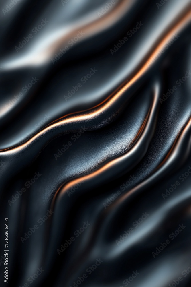 Fototapeta premium Dark, flowing fabric with subtle highlights. Luxurious texture and deep shadows.