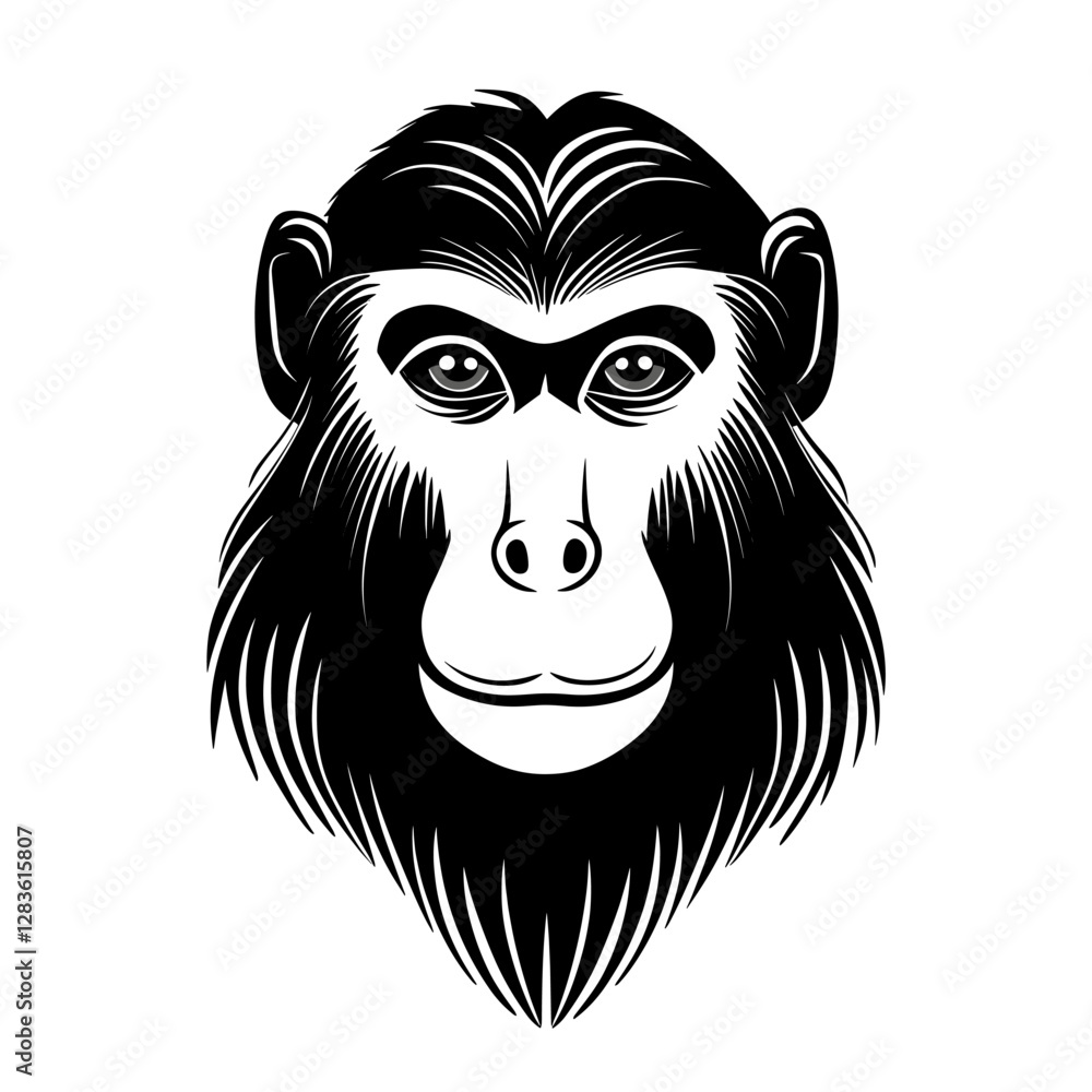 Obraz premium Mandrill monkey face linear illustration animal vector vector