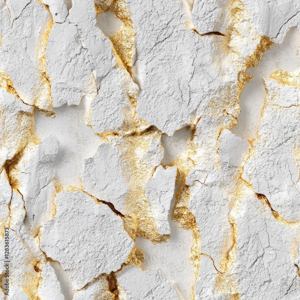 Naklejka premium Abstract gold and white cracked texture. Elegant, luxurious background.