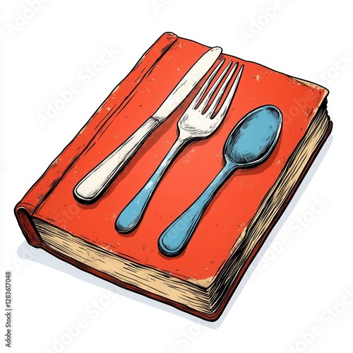 Vintage Cookbook Illustration With Silverware