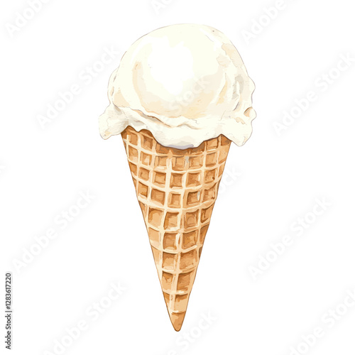 Vanilla Ice-cream illustration watercolor dessert vector