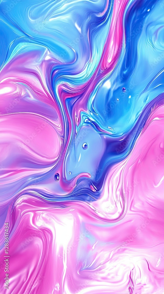 Naklejka premium A colorful painting with a blue and pink swirl