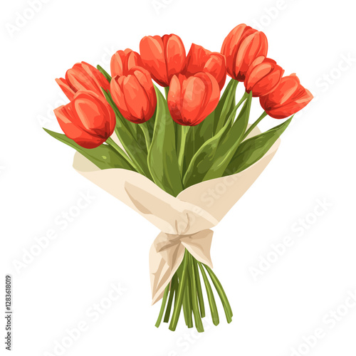 Red Tulips flower bouquet flowers tulip art vector