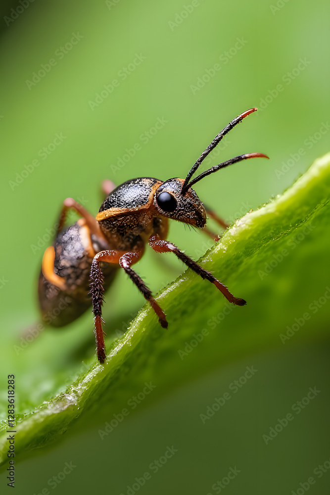 Close-up of a beneficial insect on a green leaf for natural pest control Close-up of a beneficial insect on a green leaf for natural pest control