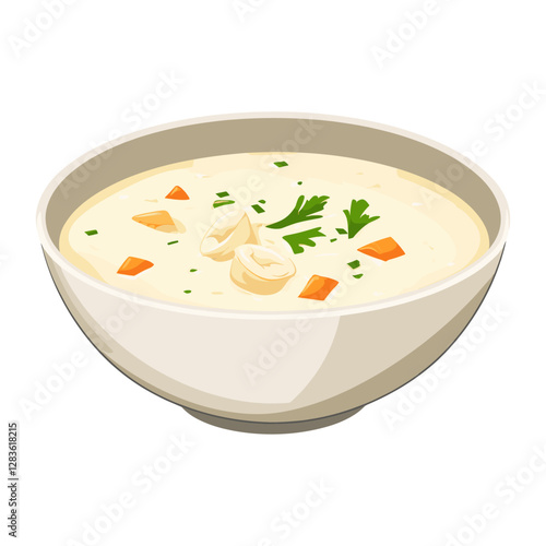 Clam Chowder in a bowl illustration food dish vector