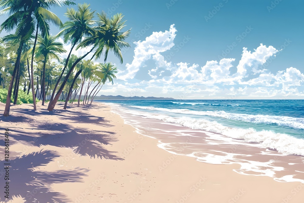 Swaying coconut trees on a tropical beach Swaying coconut trees on a tropical beach