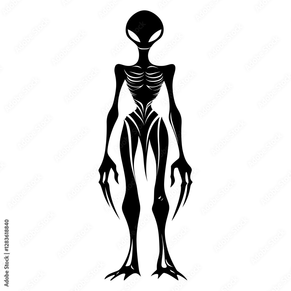 Simple full body alien linear illustration silhouette sharp vector Simple full body alien linear illustration silhouette sharp vector