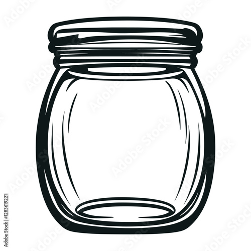 Simple honey jar linear illustration design glass vector