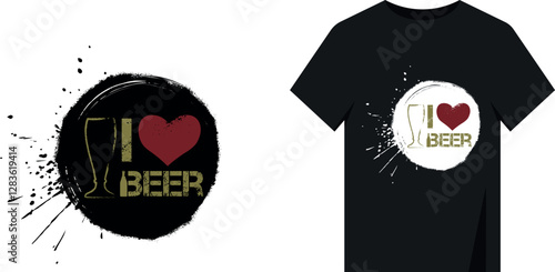 Minimalistic design for t-shirt print, restaurant poster, black circle brush stroke, alcohol. Vector graphics grunge style hand strokes, scratches, paint splashes