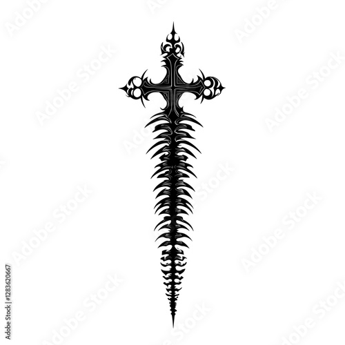 Spine with Christian cross symbol gothic design vector
