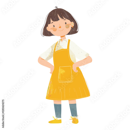 Bakery Worker girl child apron illustration vector