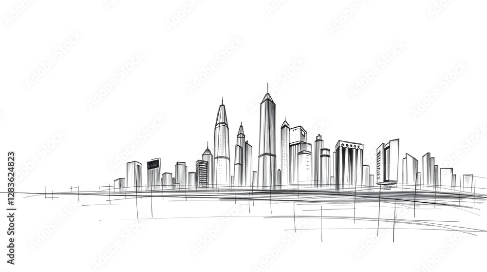 Fototapeta premium Pencil drawing of the city
